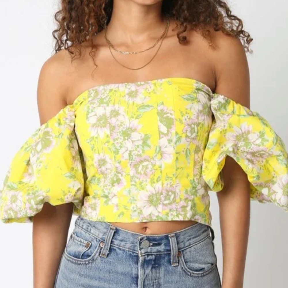 Floral Off-Shoulder Yellow Top